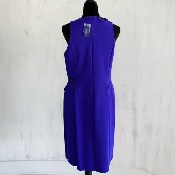 Marchesa Notte Crew Neck purple formal sleeveless round neck Midi Dress. Size 14 - Picture 3 of 6